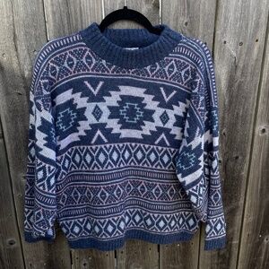 Vintage Blue and Pink Sweater